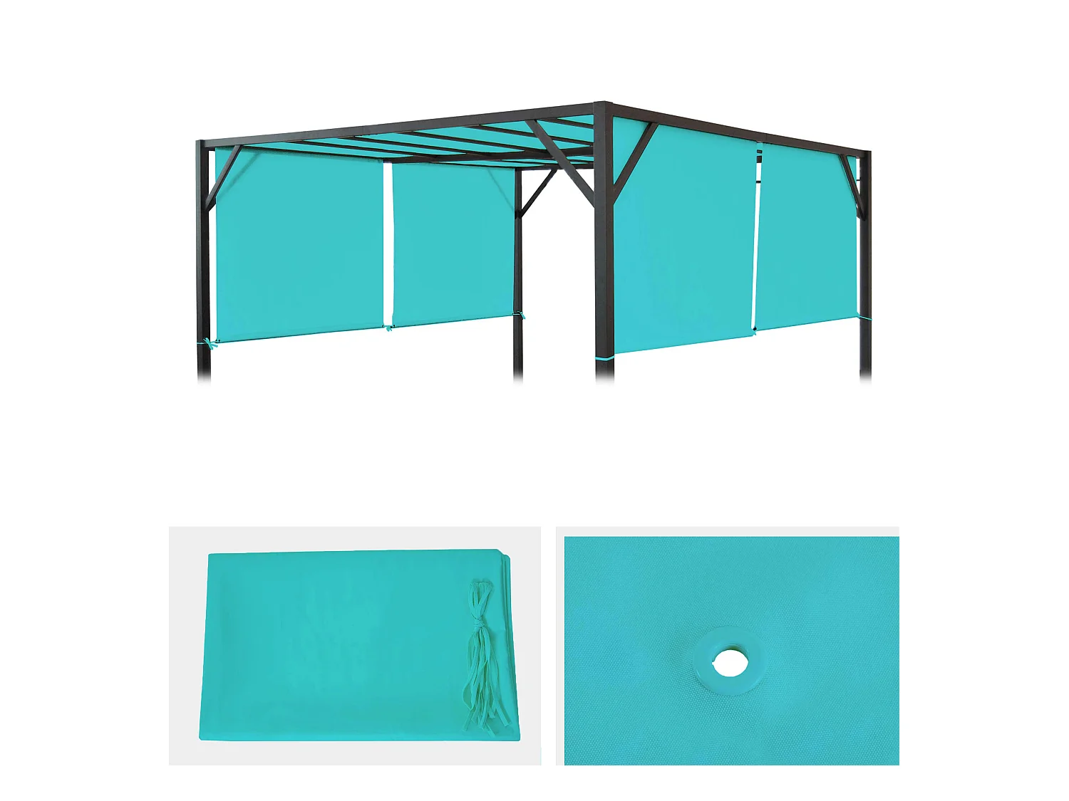 Toile de rechange pour toit de pergola Beja 3x4m,  turquoise