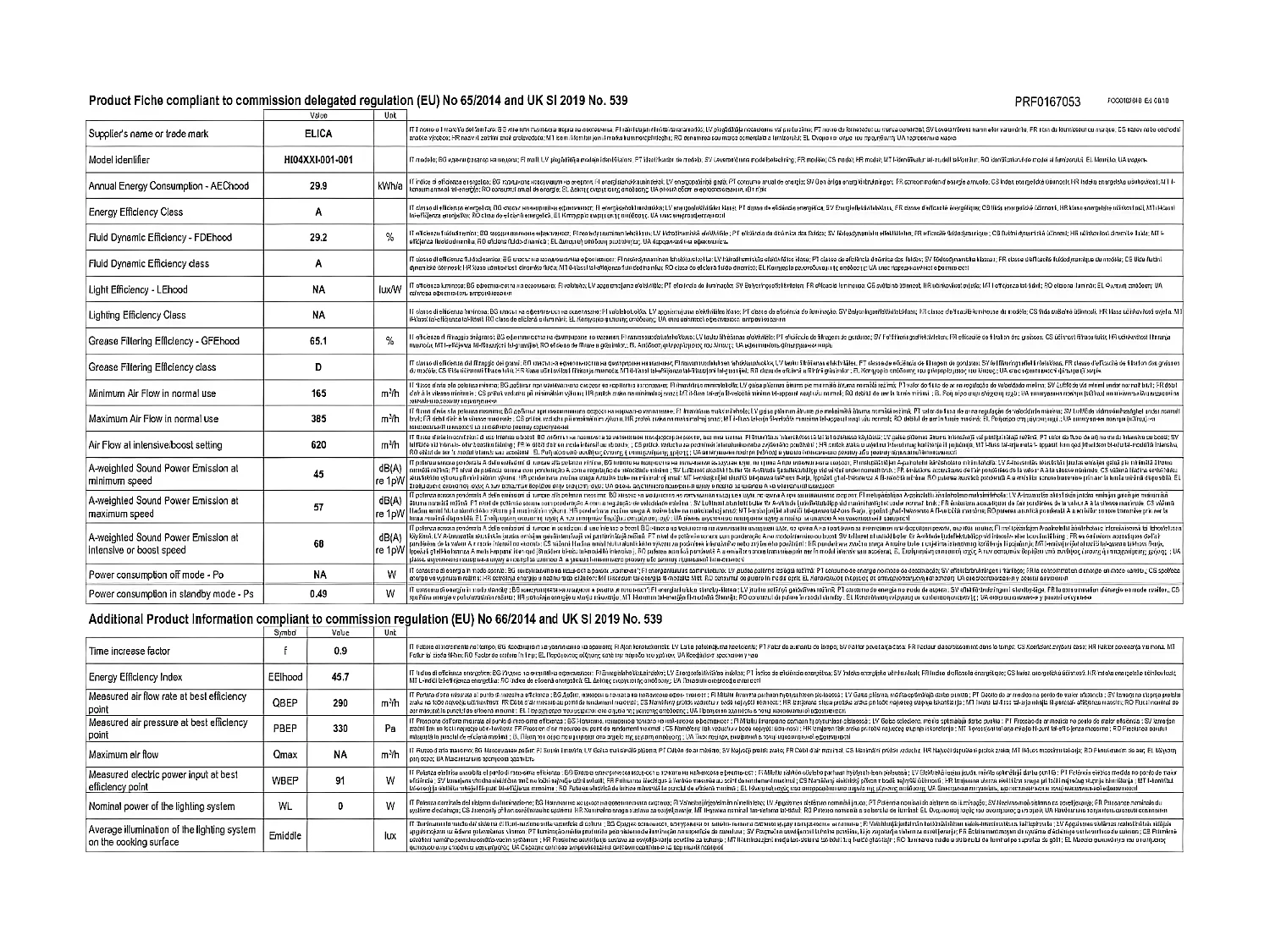 Elica Table de cuisson aspirante induction 60cm 4 feux 7500w noir - PRF0167053