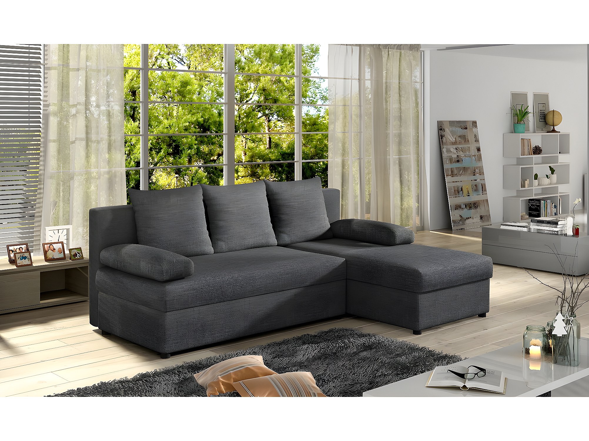 Canapé Convertible MODUS Clic-clac 180cm - Tissu Rose, 3 Places, Neuf, 4 Pieds Inclus