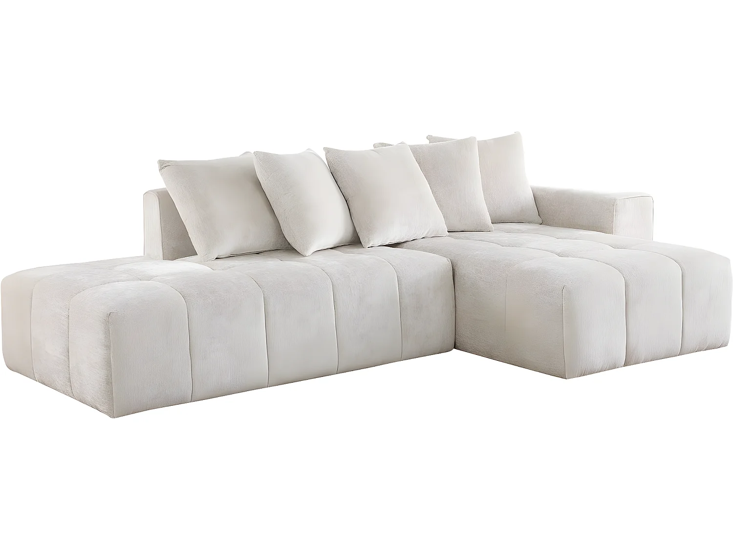 Canapé d'angle en tissu chenille "Haussmann" 3 places - Beige