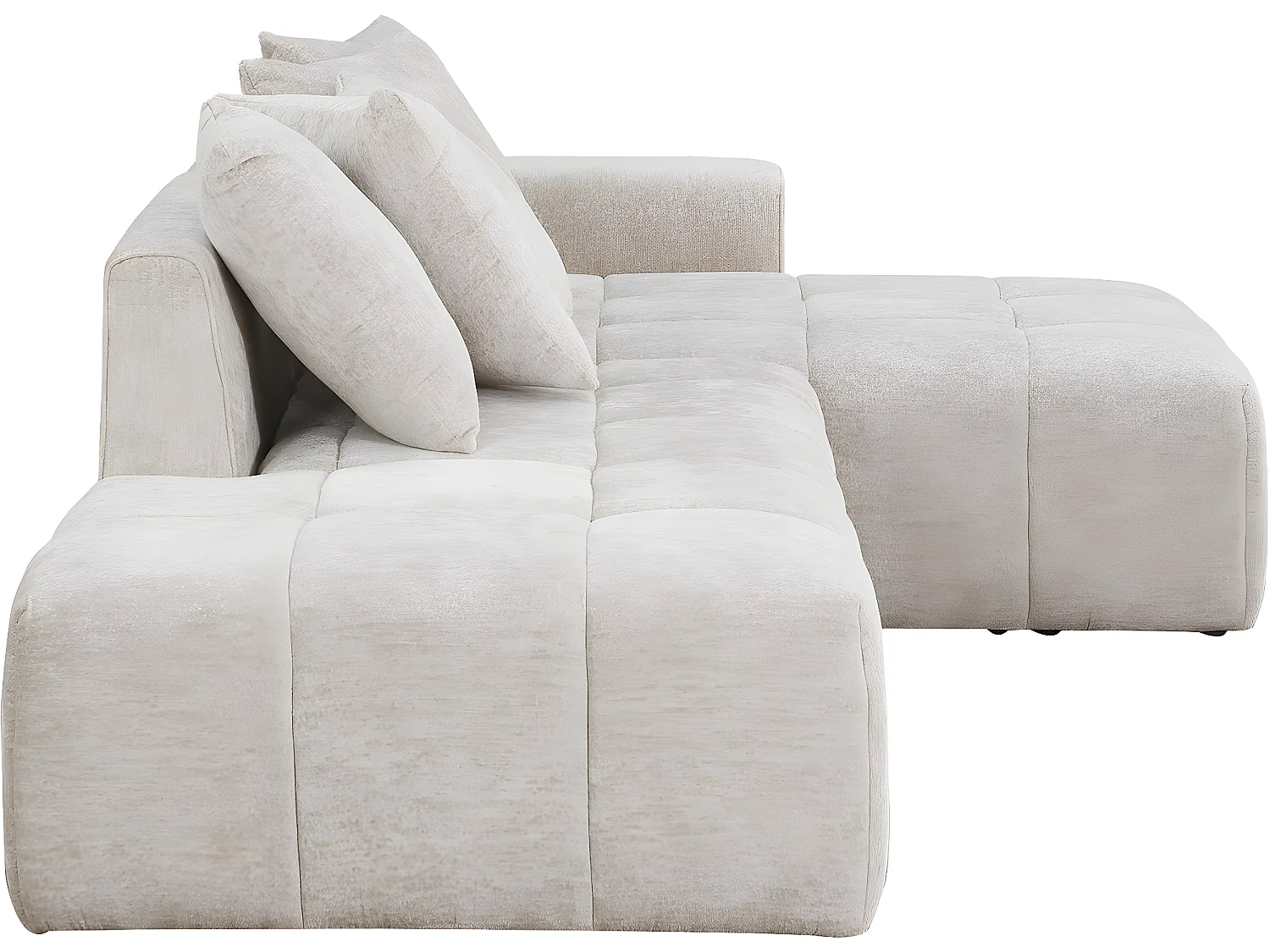 Canapé d'angle en tissu chenille "Haussmann" 3 places - Beige