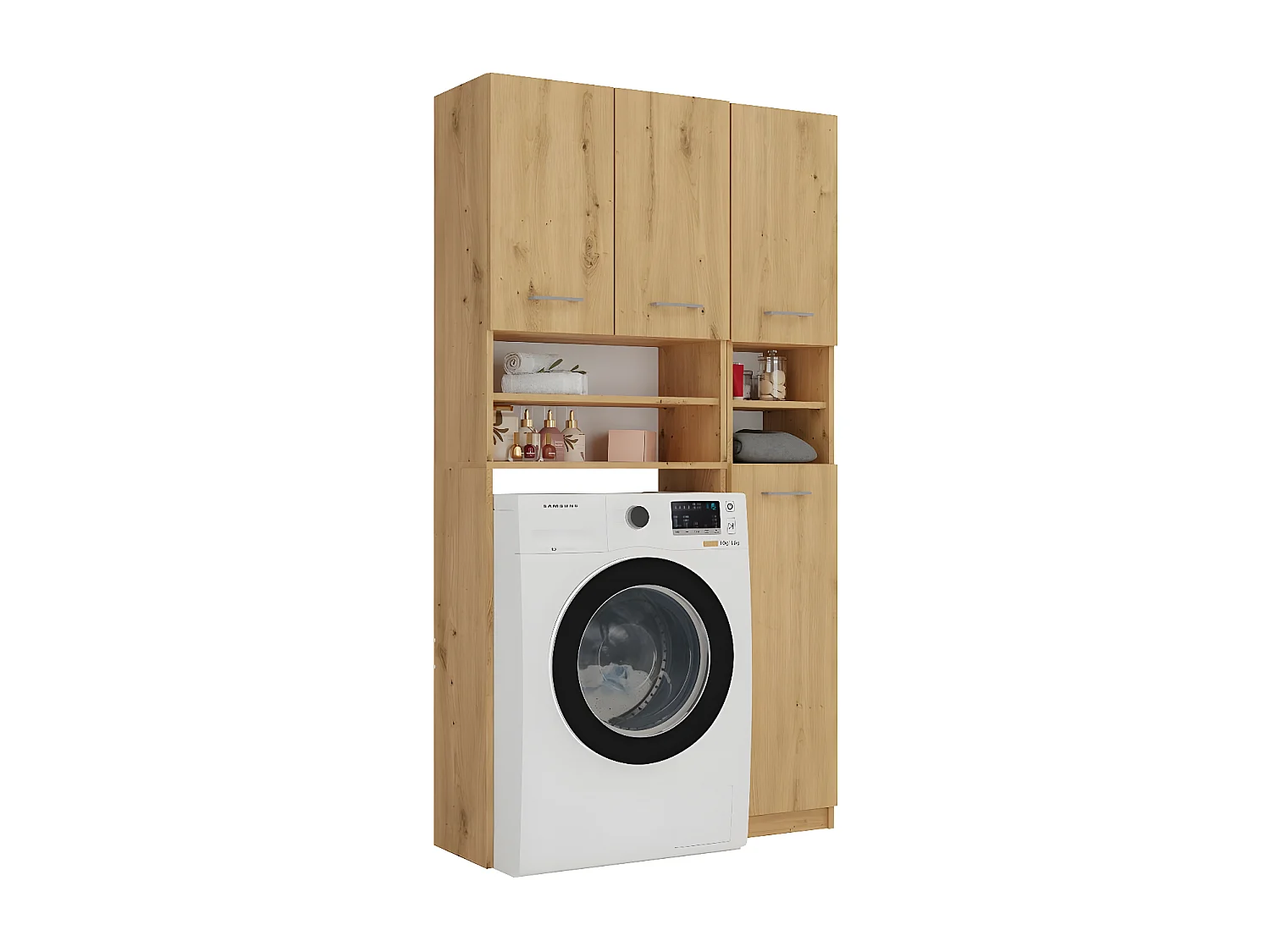 MAROL - Ensemble salle de bain style moderne - 96x30x183 - 4 portes+4 tablettes