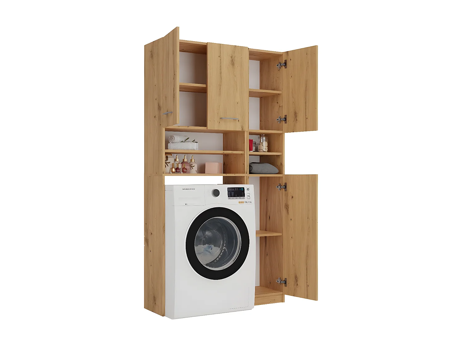 MAROL - Ensemble salle de bain style moderne - 96x30x183 - 4 portes+4 tablettes