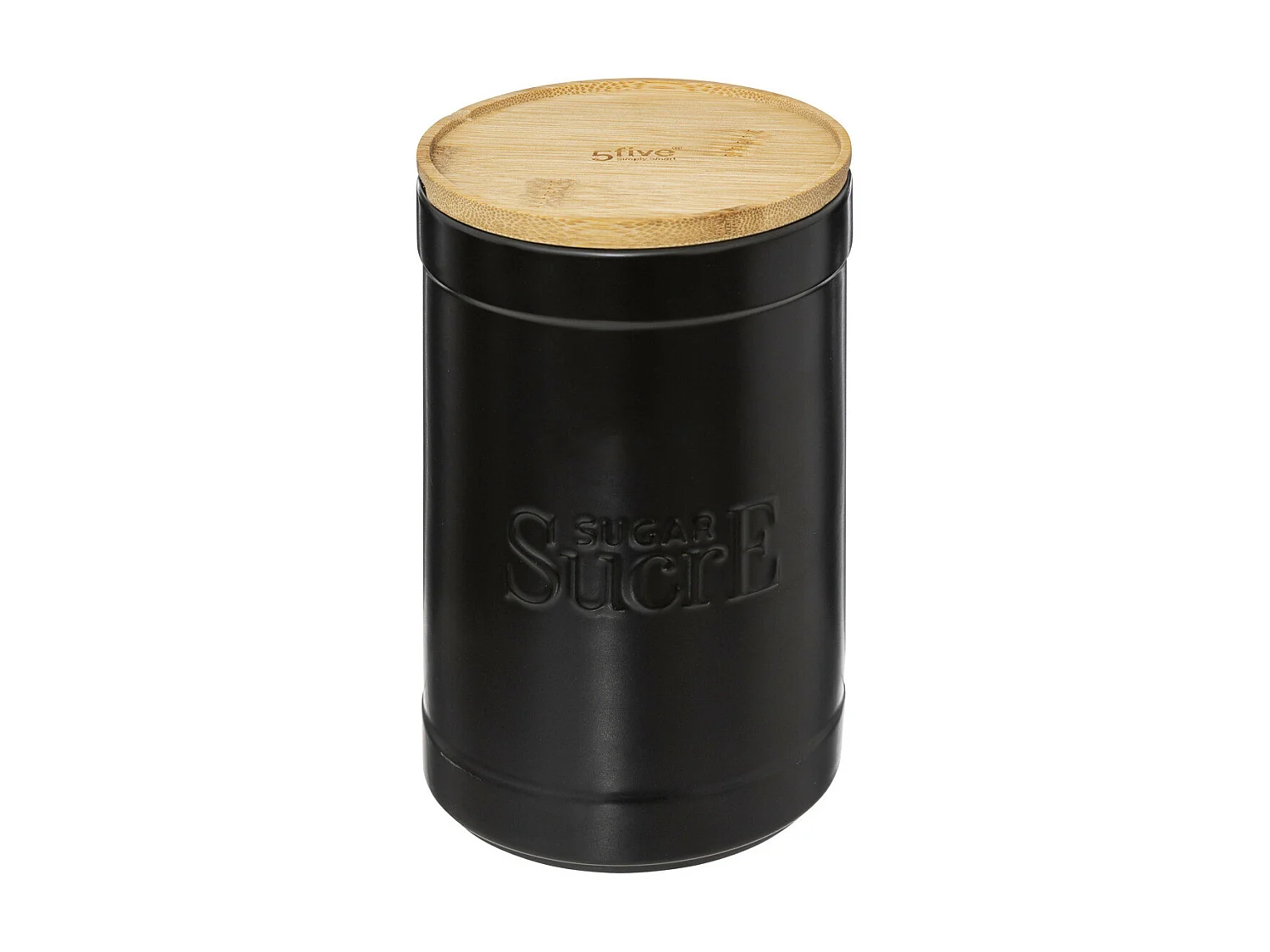 Boîte à sucre en céramique Noire et couvercle en Bambou
