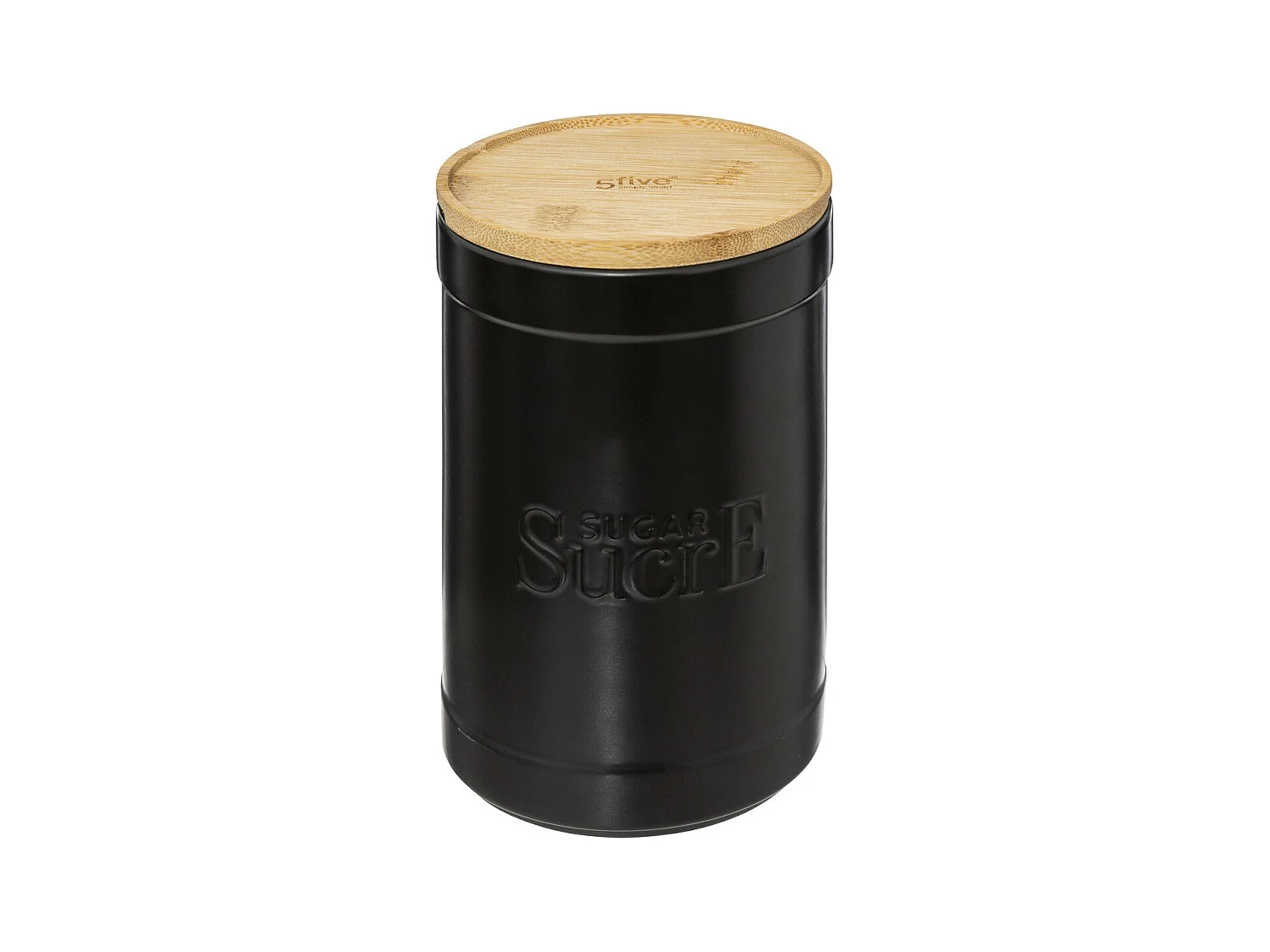 Boîte à sucre en céramique Noire et couvercle en Bambou