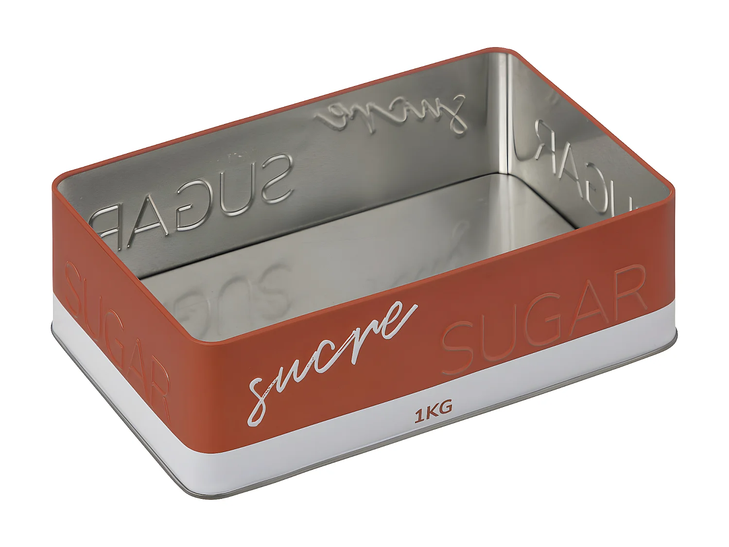 Boîte à sucre morceaux en métal Orange et couvercle en bois déco Relief Color