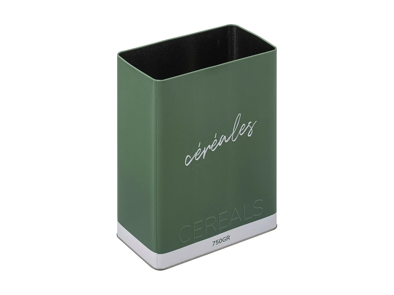 Boîte à céréales en métal Vert et couvercle en bois déco Relief Color