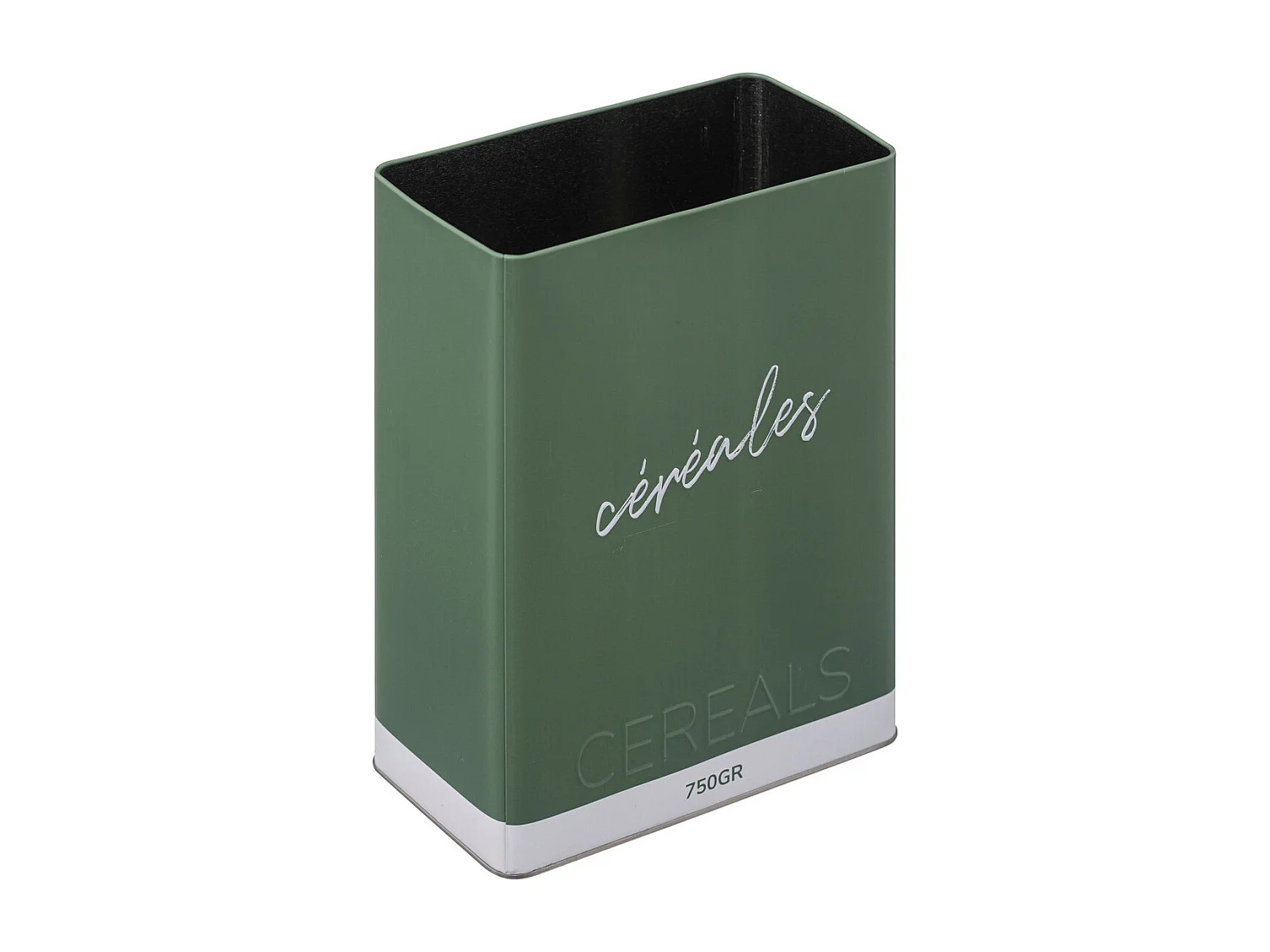 Boîte à céréales en métal Vert et couvercle en bois déco Relief Color