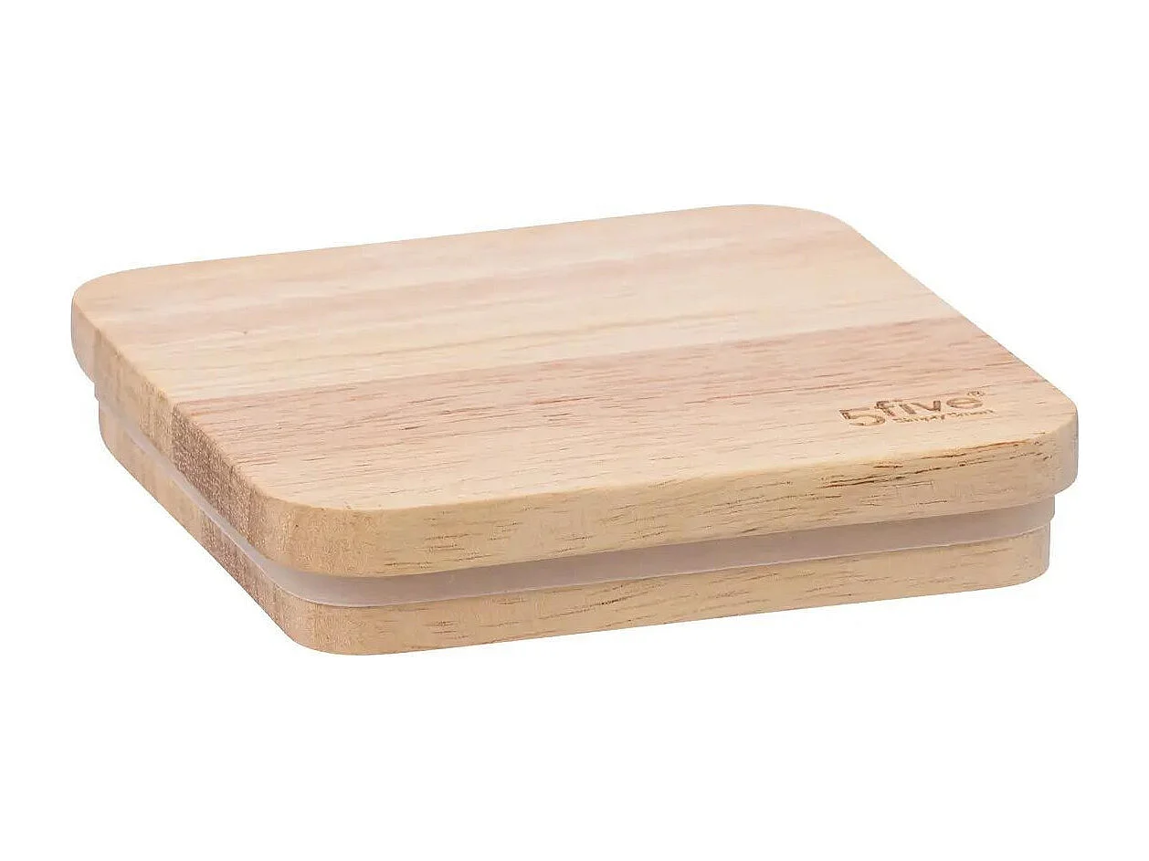 Boîte à farine en métal Beige Lin et couvercle en bois déco Relief Color