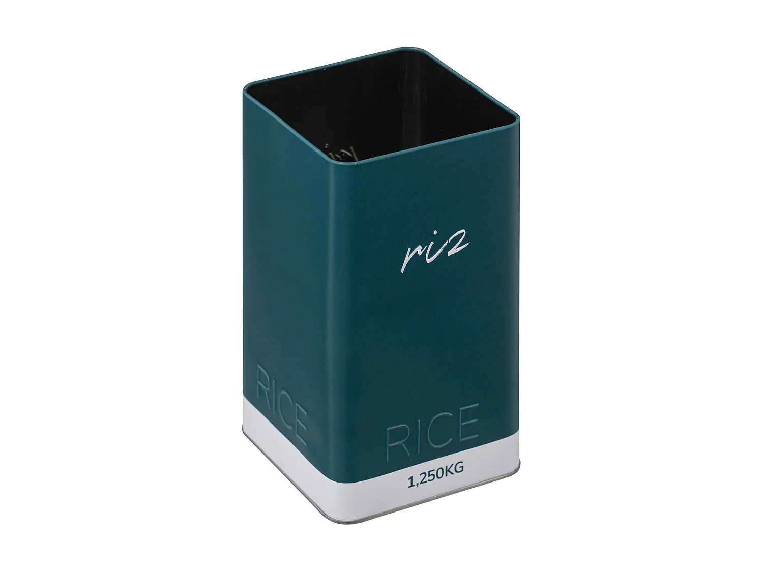 Boîte à riz en métal Vert et couvercle en bois déco Relief Color