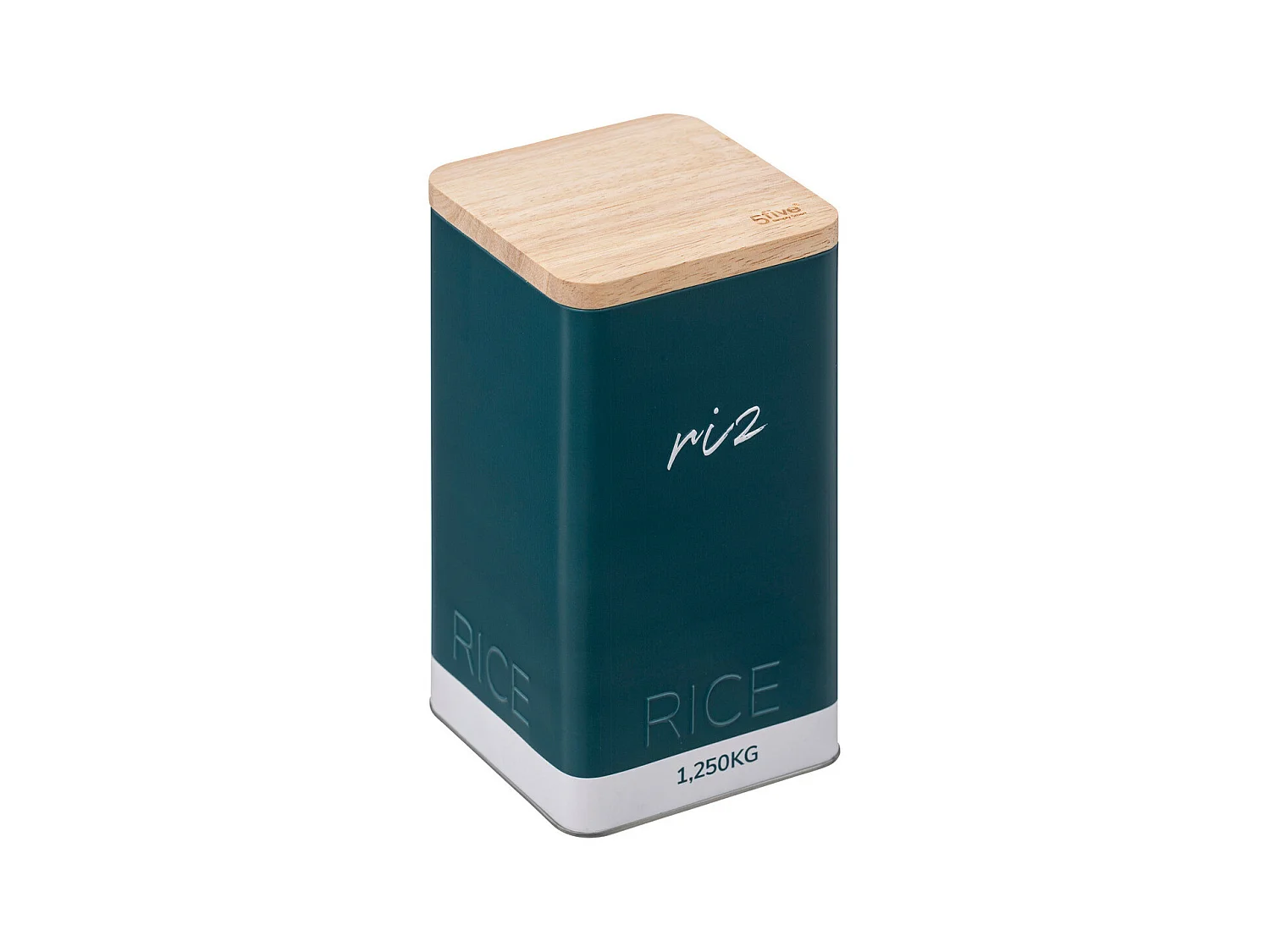 Boîte à riz en métal Vert et couvercle en bois déco Relief Color
