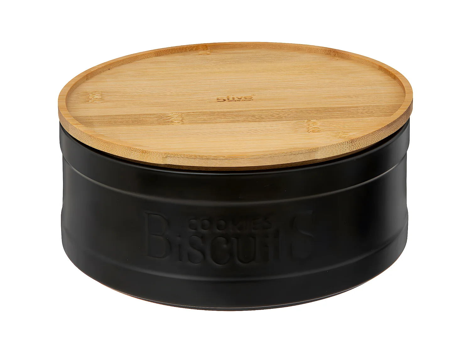 Boîte à biscuits en céramique Noire et couvercle en Bambou