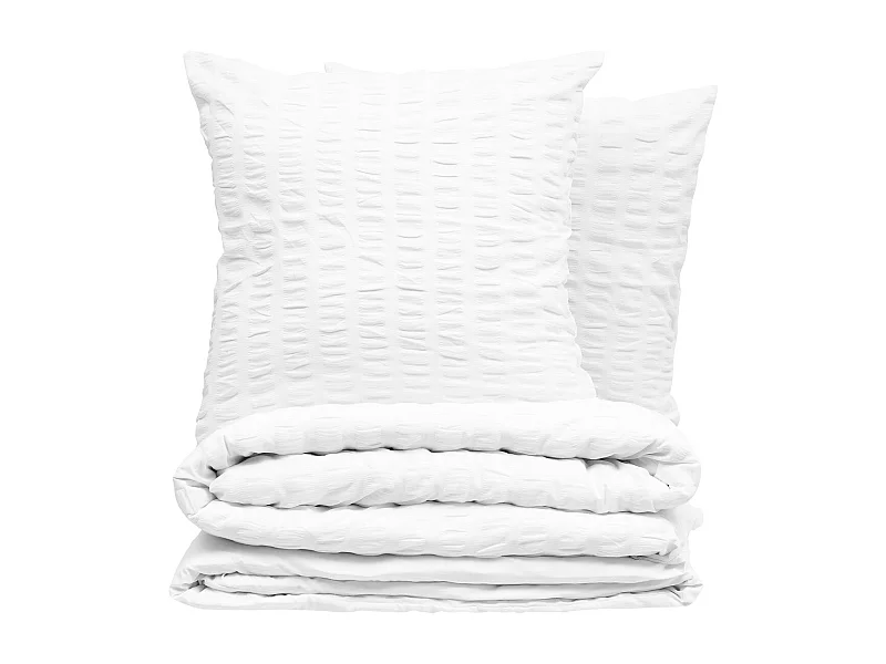 Parure de lit 2 Personnes 240 x 220 cm Housse de couette avec 2 taies en Polycoton Blanc