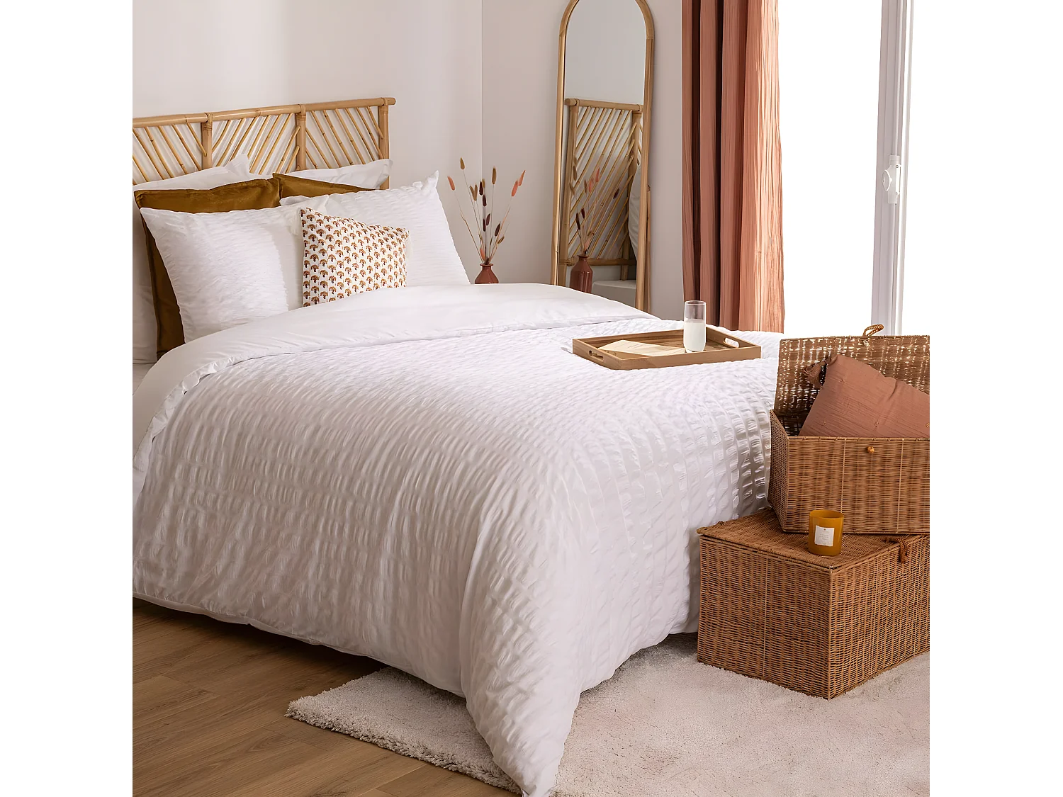 Juego de cama de 3 piezas con rayas plisadas 260 x 240 cm