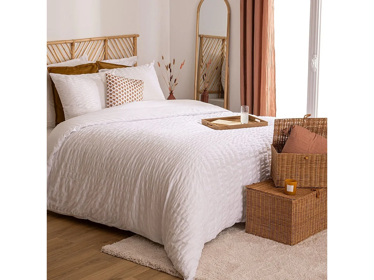 3-teiliges Bettwäscheset mit plissierten Streifen 260 x 240 cm