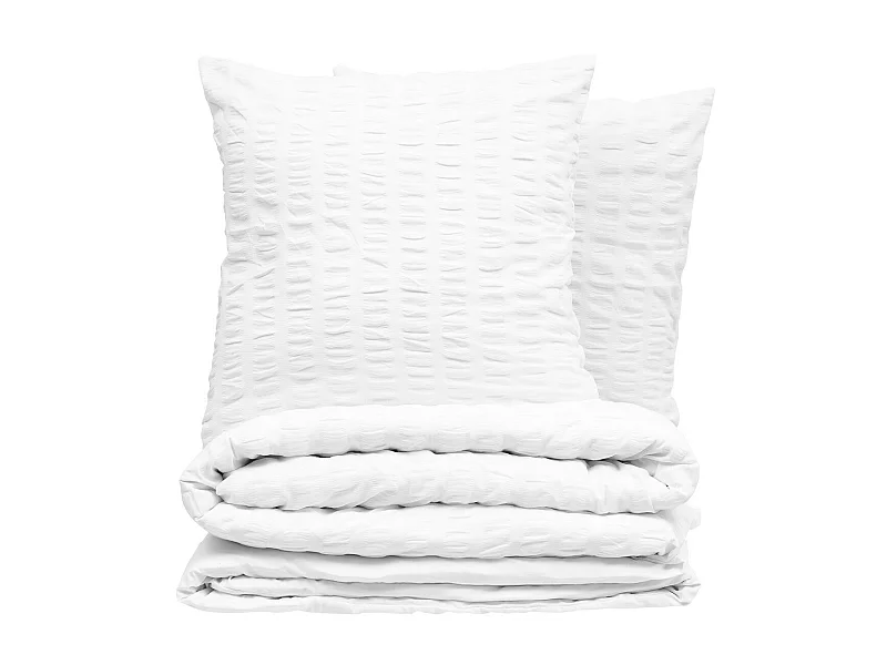 Parure de lit 2 Personnes 260 x 240 cm Housse de couette avec 2 taies en Polycoton Blanc