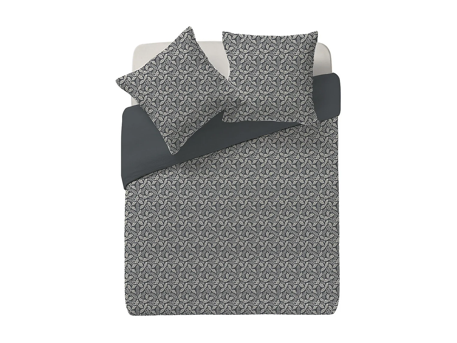 Parure de lit 2 Personnes 240 x 220 cm Housse de couette avec 2 taies en Gaze de coton Gris