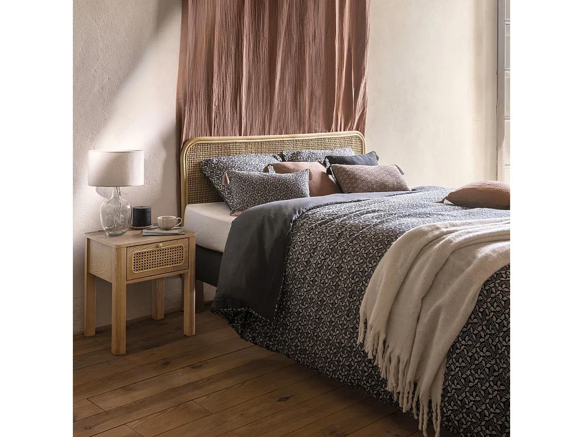Parure de lit 2 Personnes 240 x 220 cm Housse de couette avec 2 taies en Gaze de coton Gris