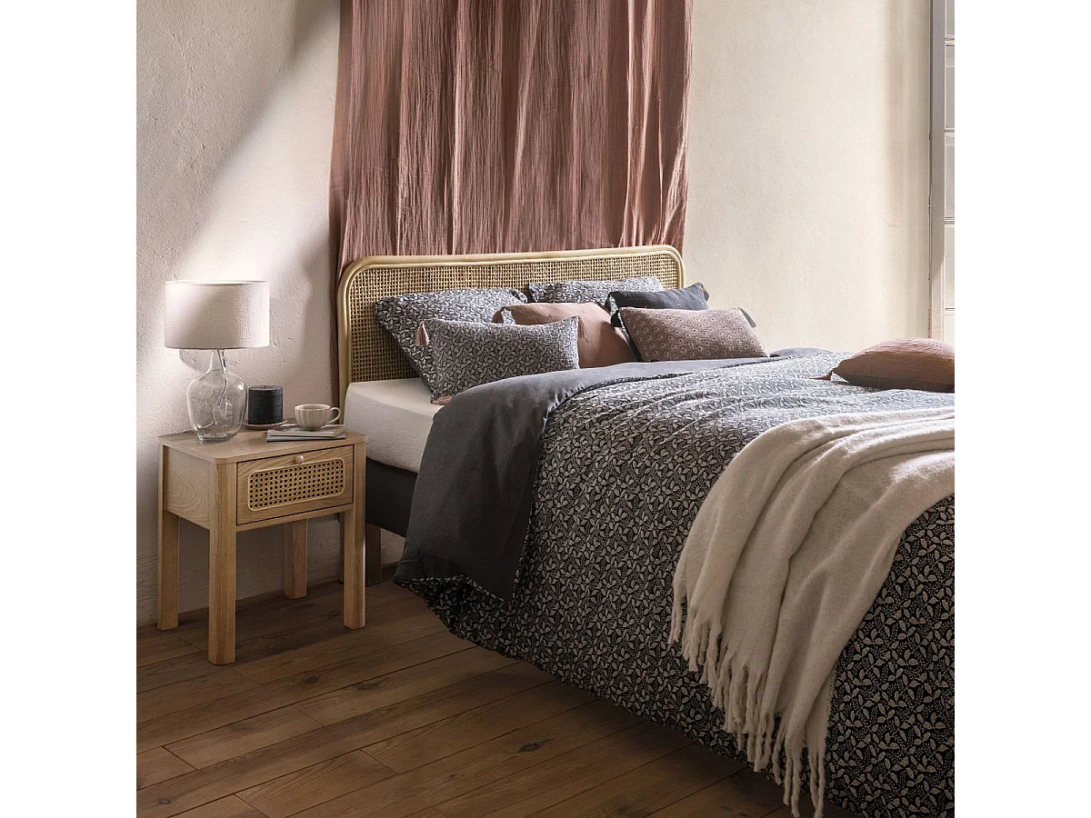 Parure de lit 2 Personnes 240 x 220 cm Housse de couette avec 2 taies en Gaze de coton Gris