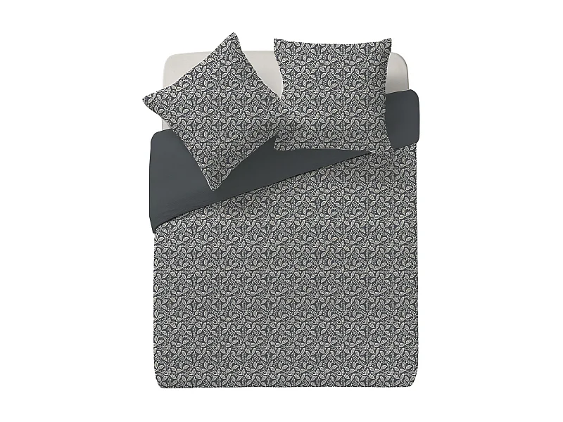 Parure de lit 2 Personnes 240 x 220 cm Housse de couette avec 2 taies en Gaze de coton Gris