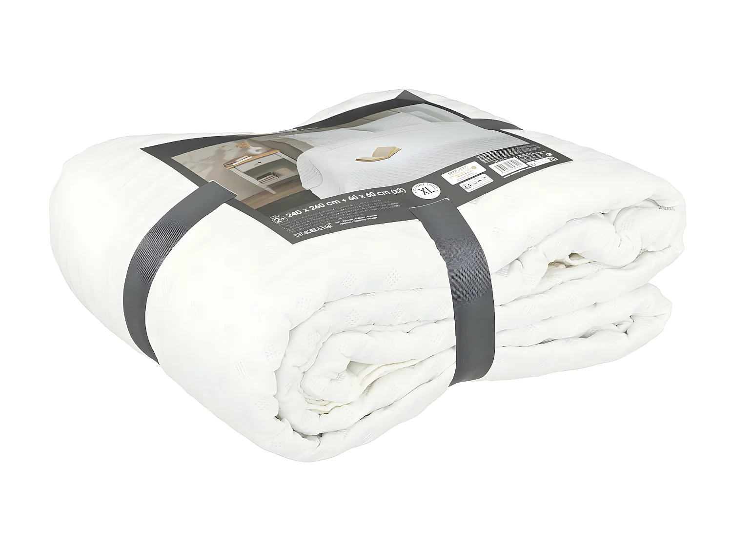 Dessus de lit Blanc  240 x 260 cm avec 2 Taies