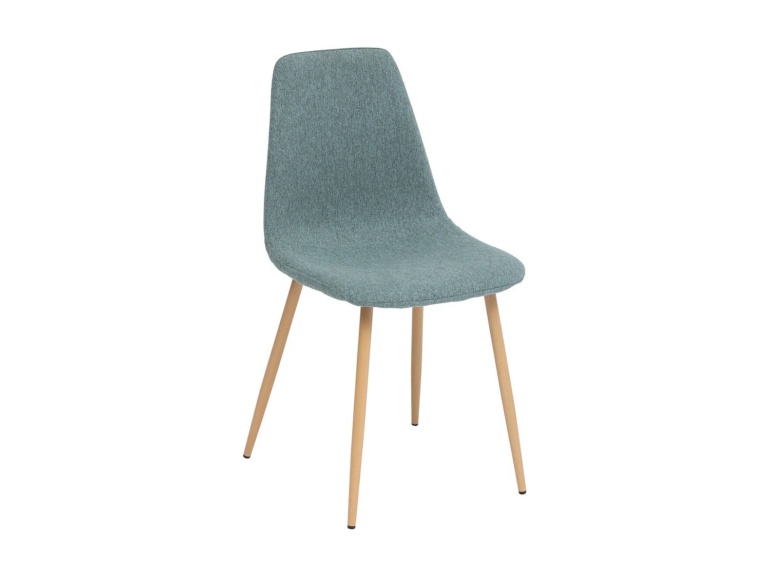 Chaise de table en tissu Vert Céladon et pieds en métal effet bois