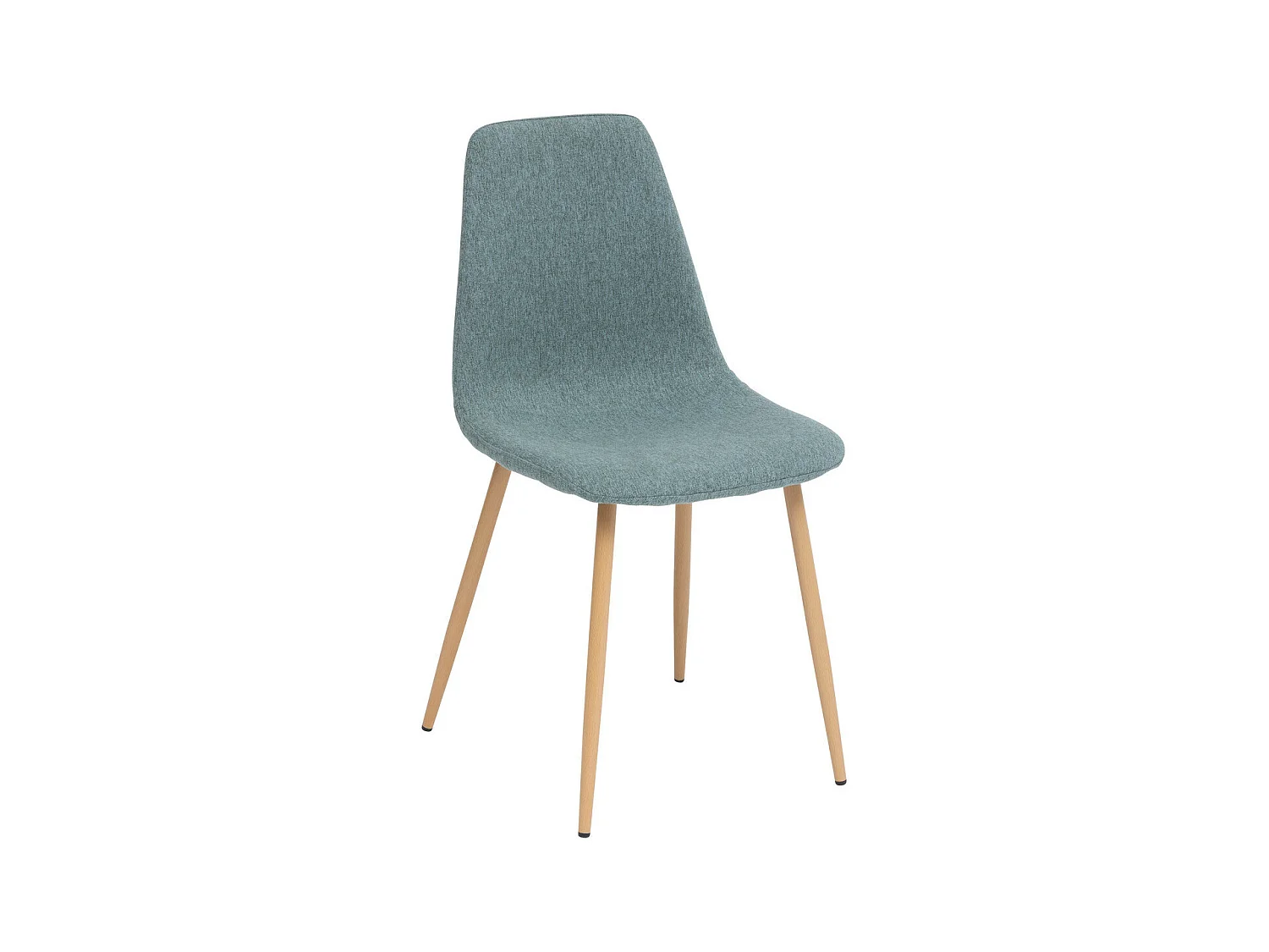 Chaise de table en tissu Vert Céladon et pieds en métal effet bois