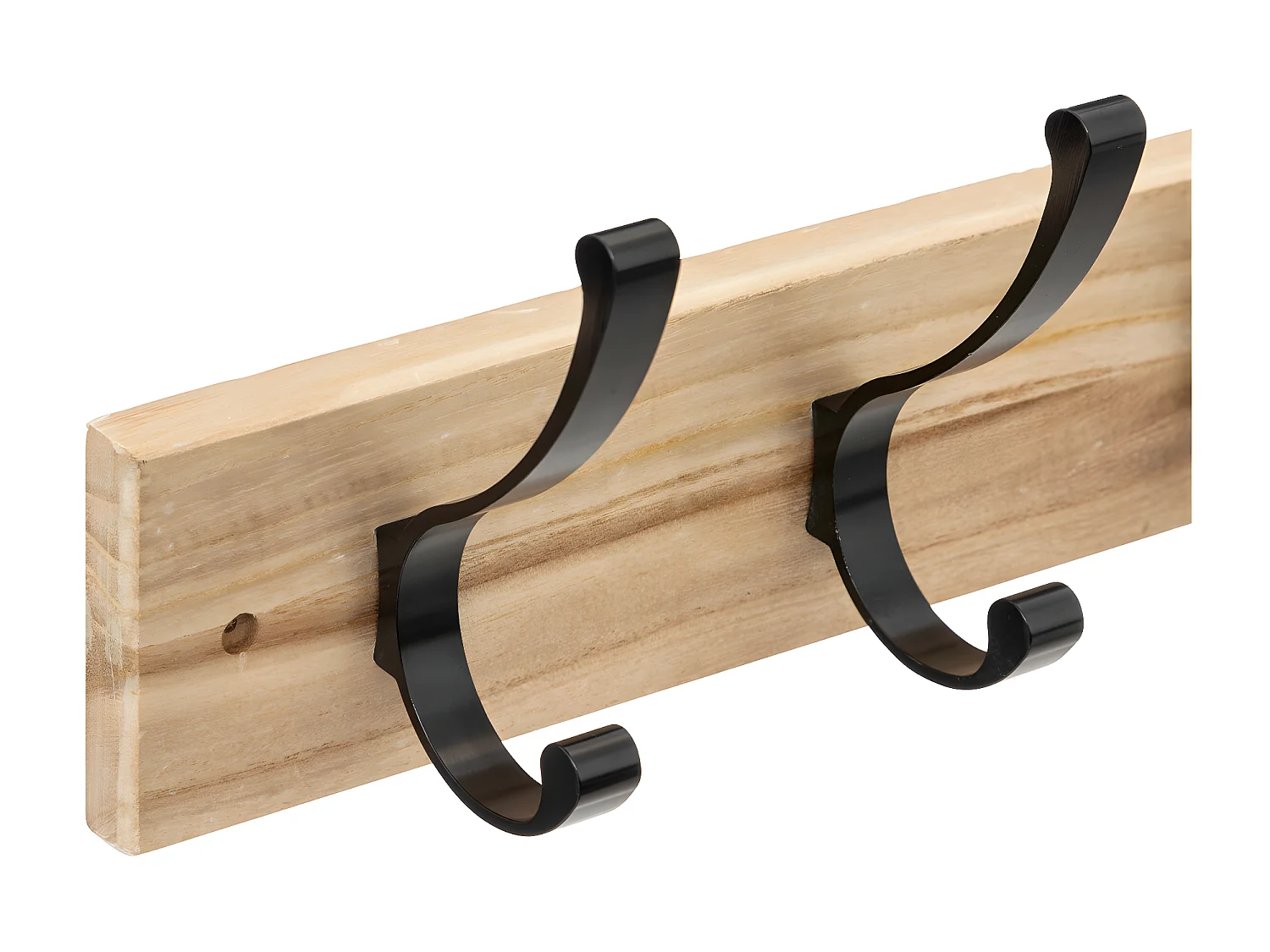 Patère 4 crochets en Bois et Aluminium Noir L 42 cm