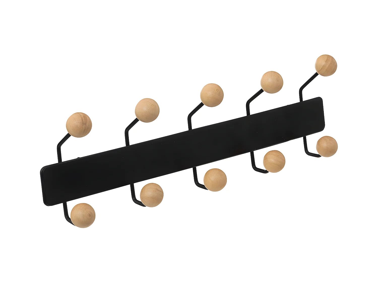Perchero de pared de madera con 10 ganchos 44 x 14 cm