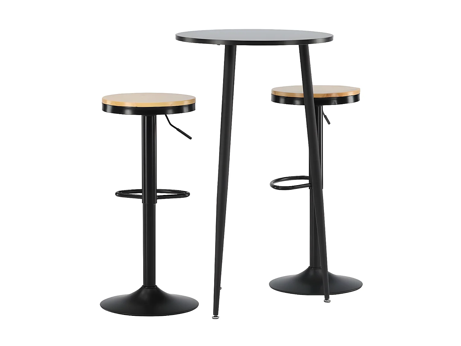 Plaza ensemble de meubles de bar table de bar noir et 2 Conway tabourets de bar naturel.
