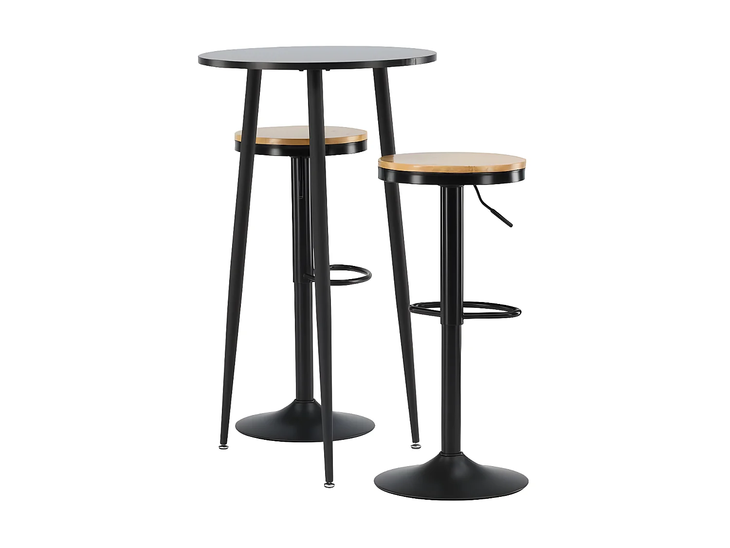 Plaza ensemble de meubles de bar table de bar noir et 2 Conway tabourets de bar naturel.