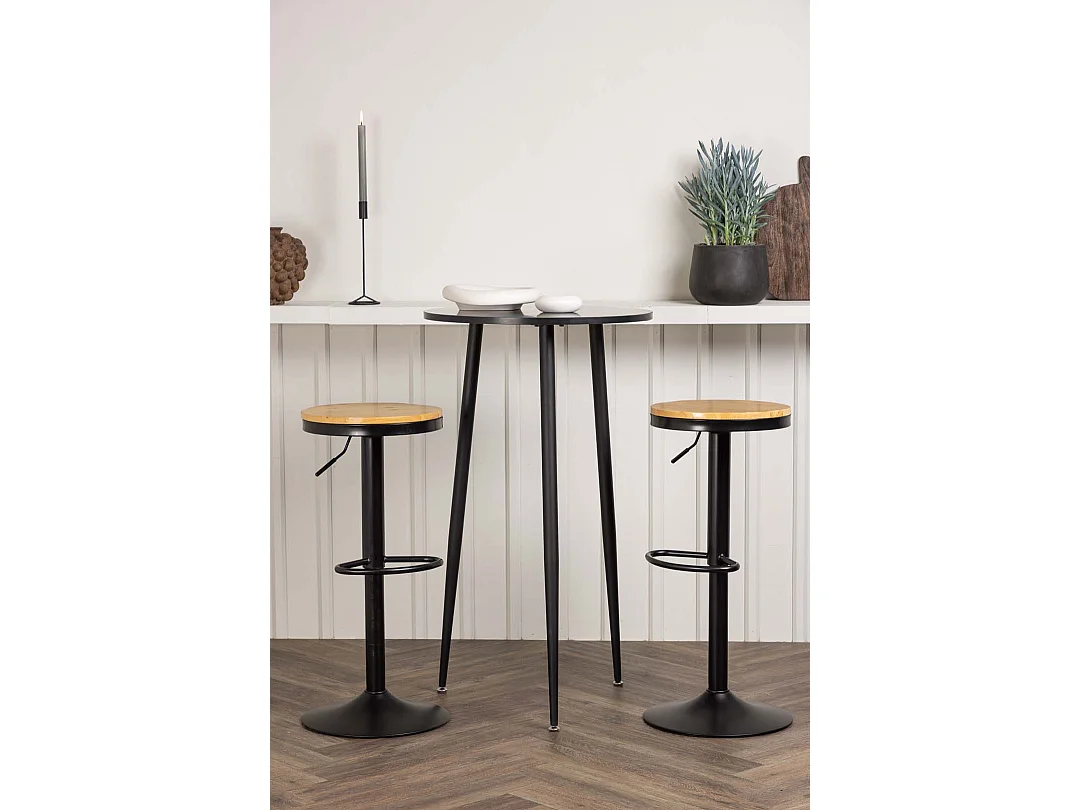Plaza ensemble de meubles de bar table de bar noir et 2 Conway tabourets de bar naturel.