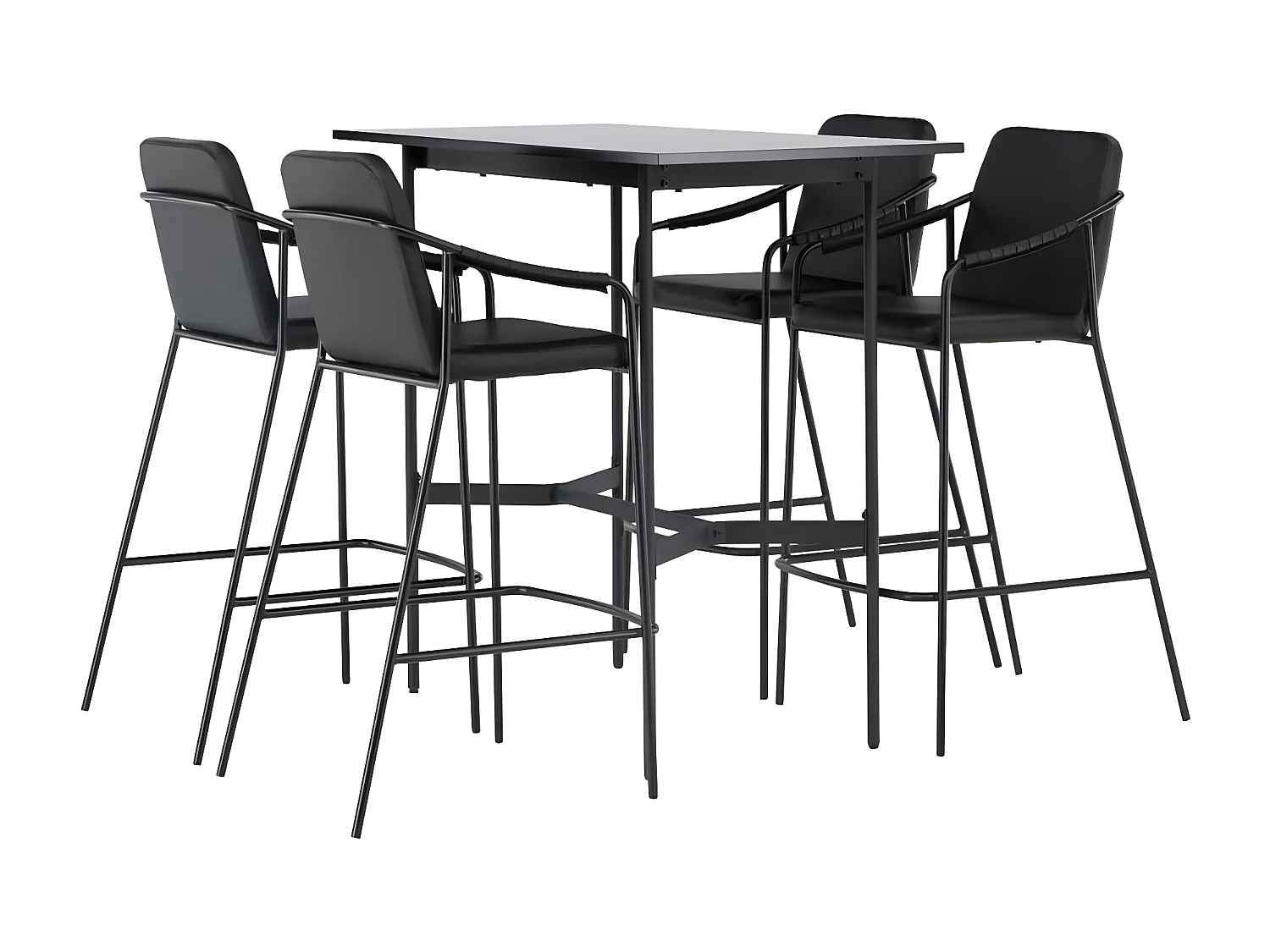 Rax barmeubelset bartafel zwart en 4 Tvist barstoelen zwart.