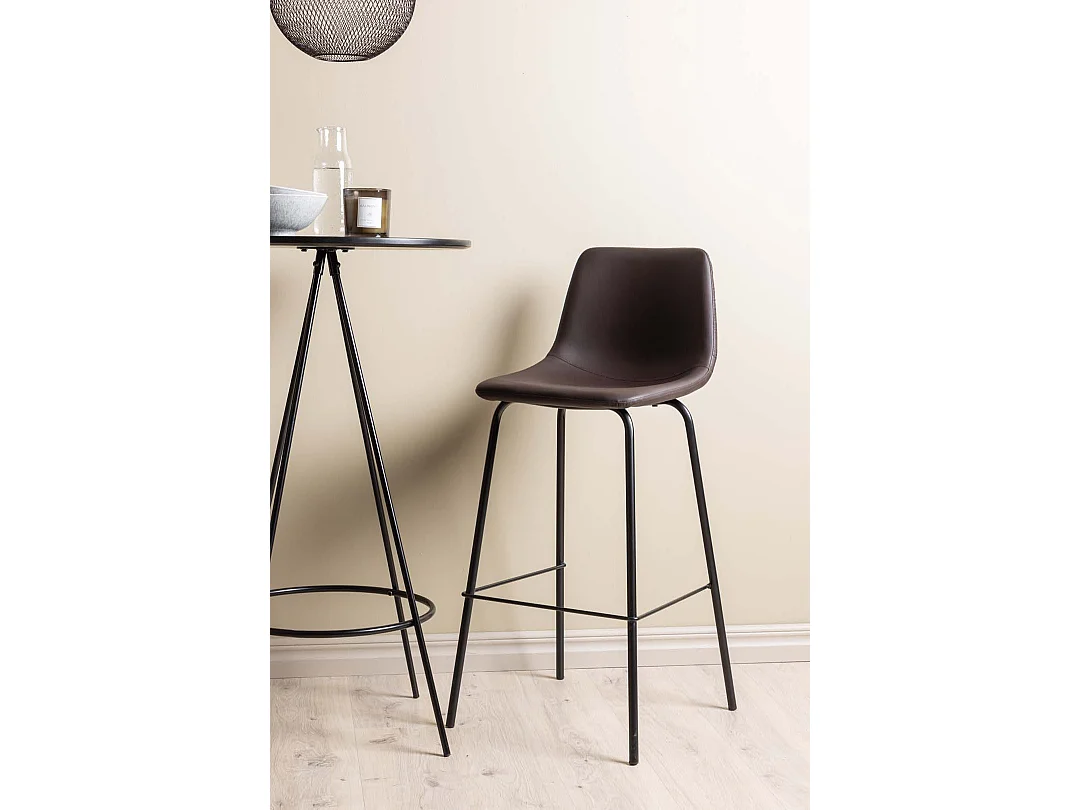 Bistro Barmöbelsett Bartisch schwarz und 2 Alexi Barhocker braun.