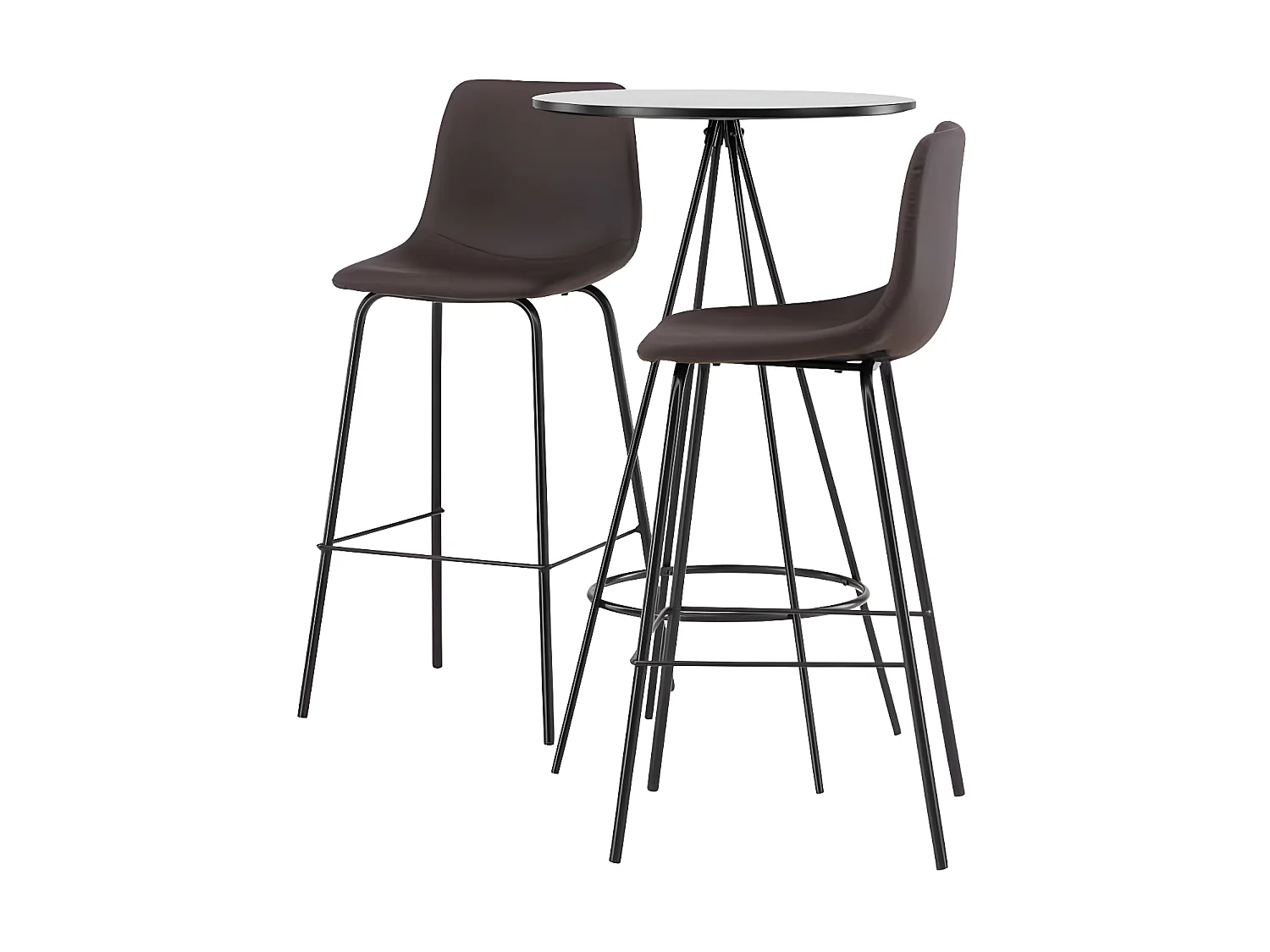 Bistro Barmöbelsett Bartisch schwarz und 2 Alexi Barhocker braun.