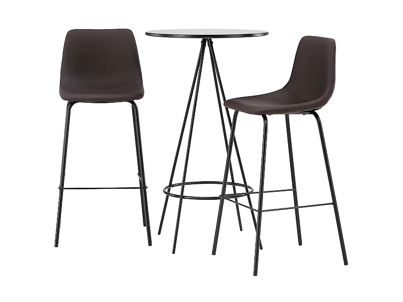 Bistro Barmöbelsett Bartisch schwarz und 2 Alexi Barhocker braun.