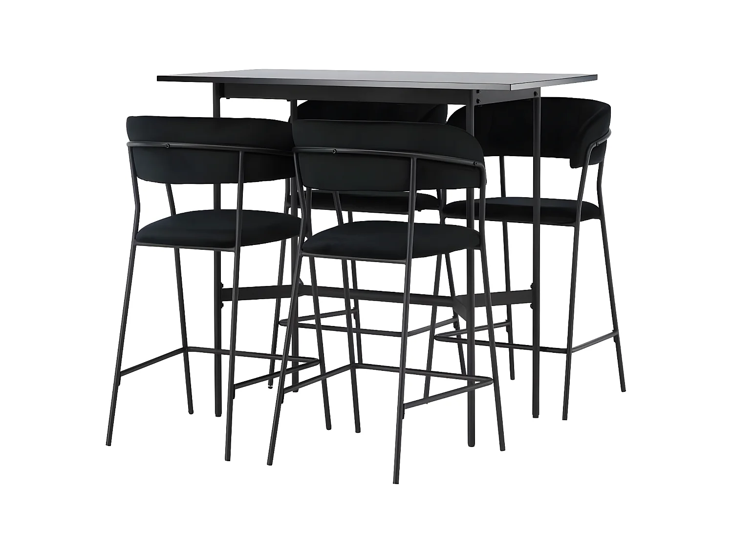 Rax ensemble de meubles de bar table de bar noir et 4 Lui tabourets de bar noir.