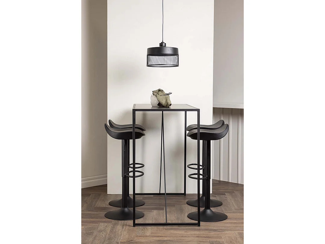 Brea barmeubelset bartafel zwart en 4 Adesto barstoelen zwart.