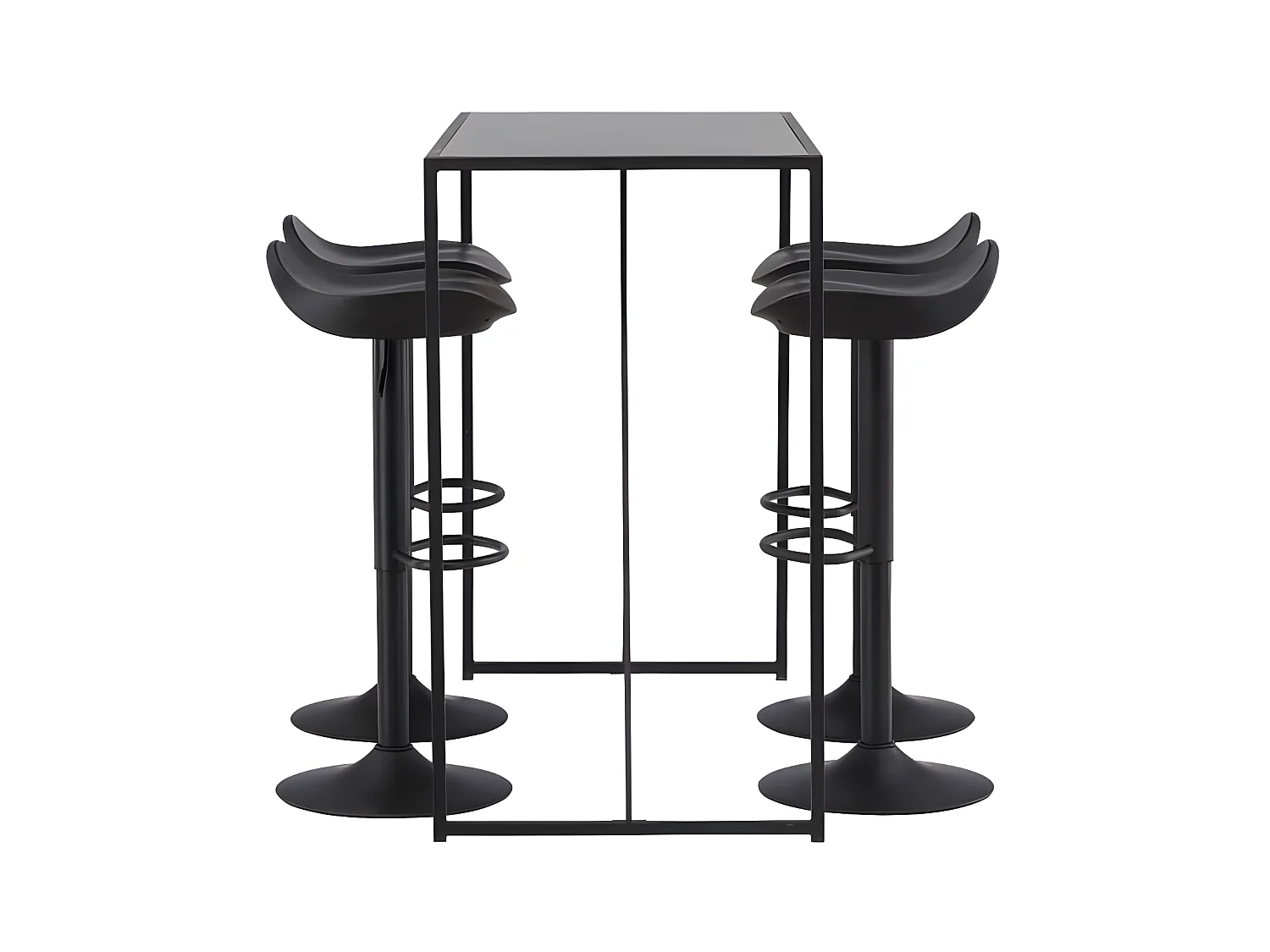 brea ensemble de meubles de bar table de bar noir et 4 Adesto tabourets de bar noir.