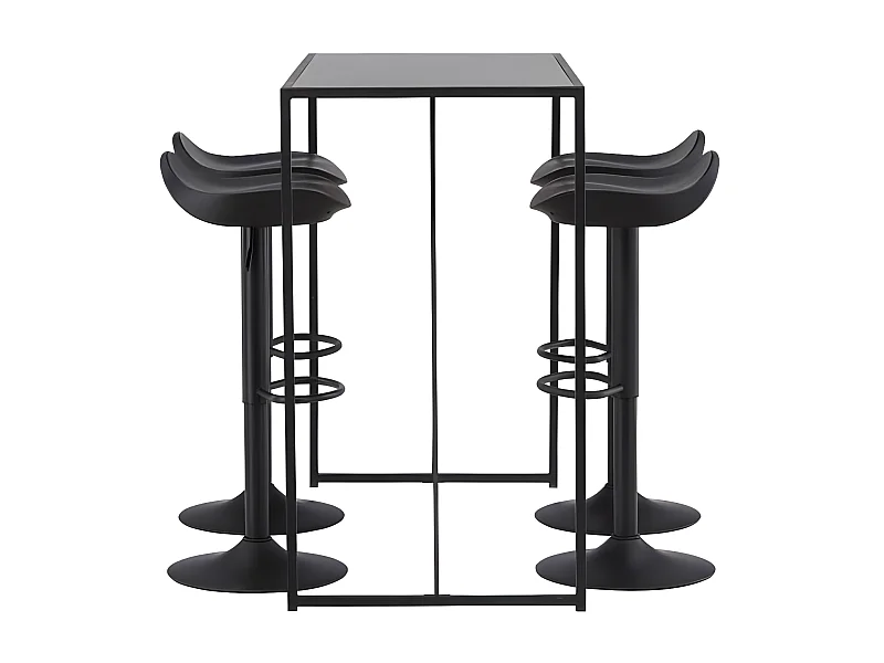 Brea Barmöbelsett Bartisch schwarz und 4 Adesto Barhocker schwarz.