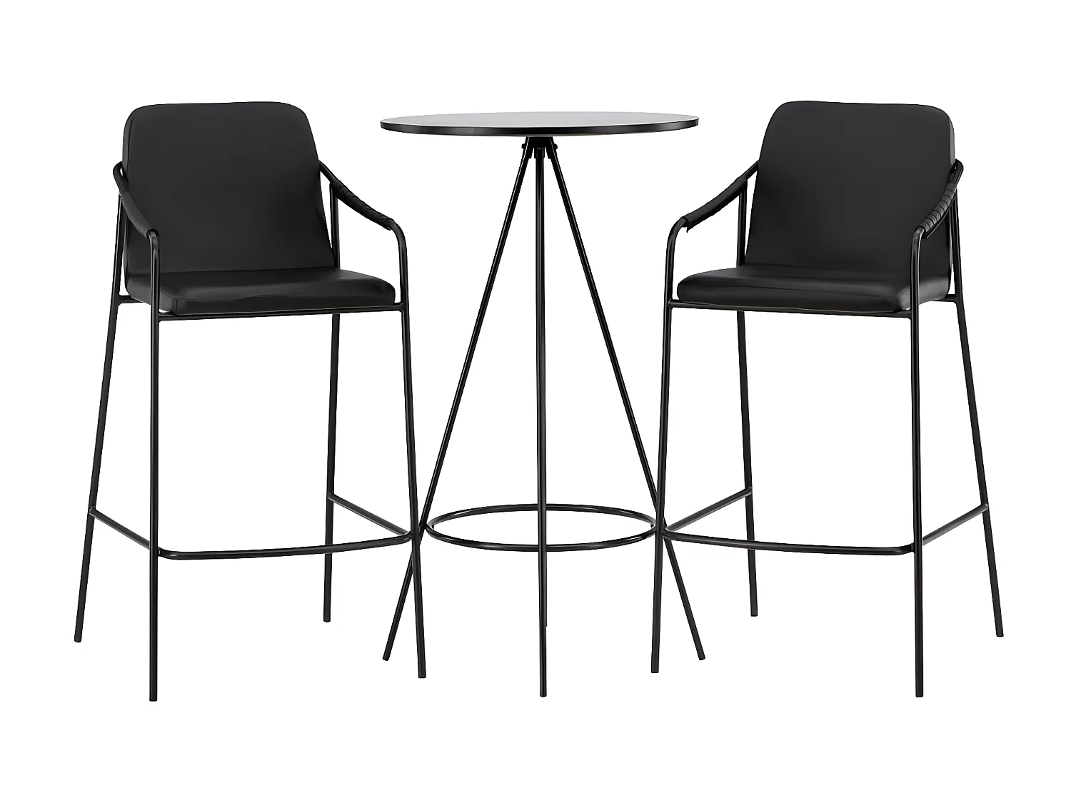 Bistro barmeubelset bartafel zwart en 2 Tvist barstoelen zwart.