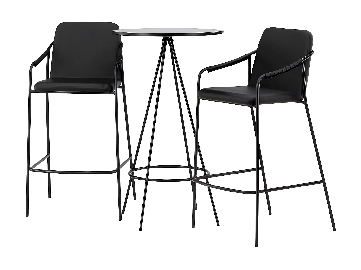 Bistro barmeubelset bartafel zwart en 2 Tvist barstoelen zwart.