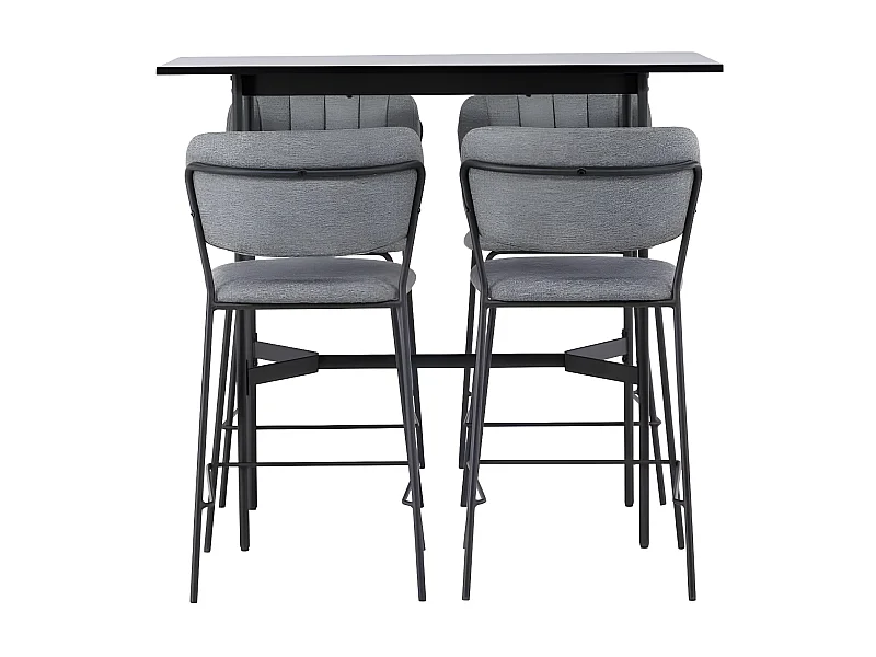 Rax ensemble de meubles de bar table de bar noir et 4 bell tabourets de bar gris.