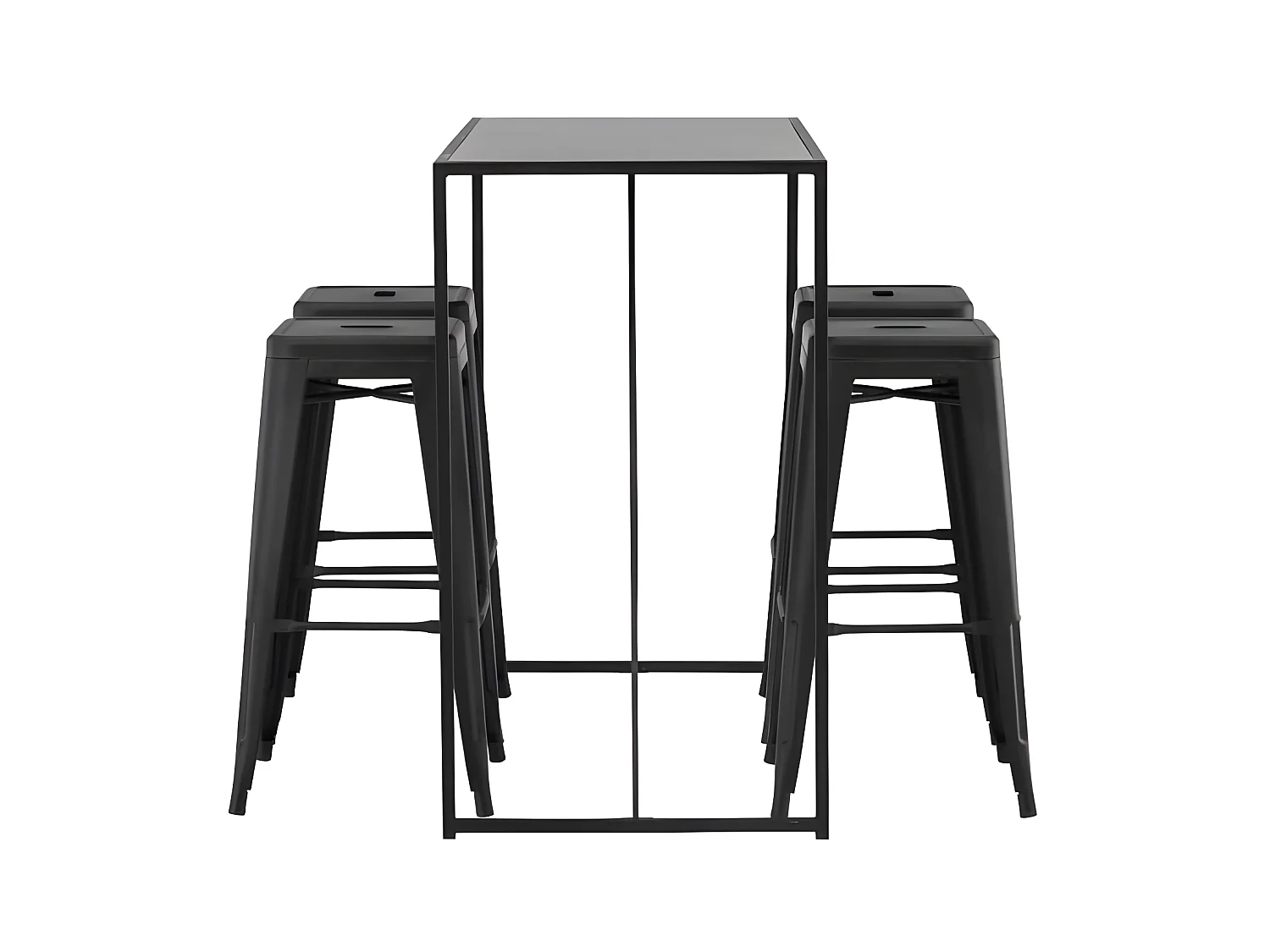 brea ensemble de meubles de bar table de bar noir et 4 Tempe tabourets de bar noir.