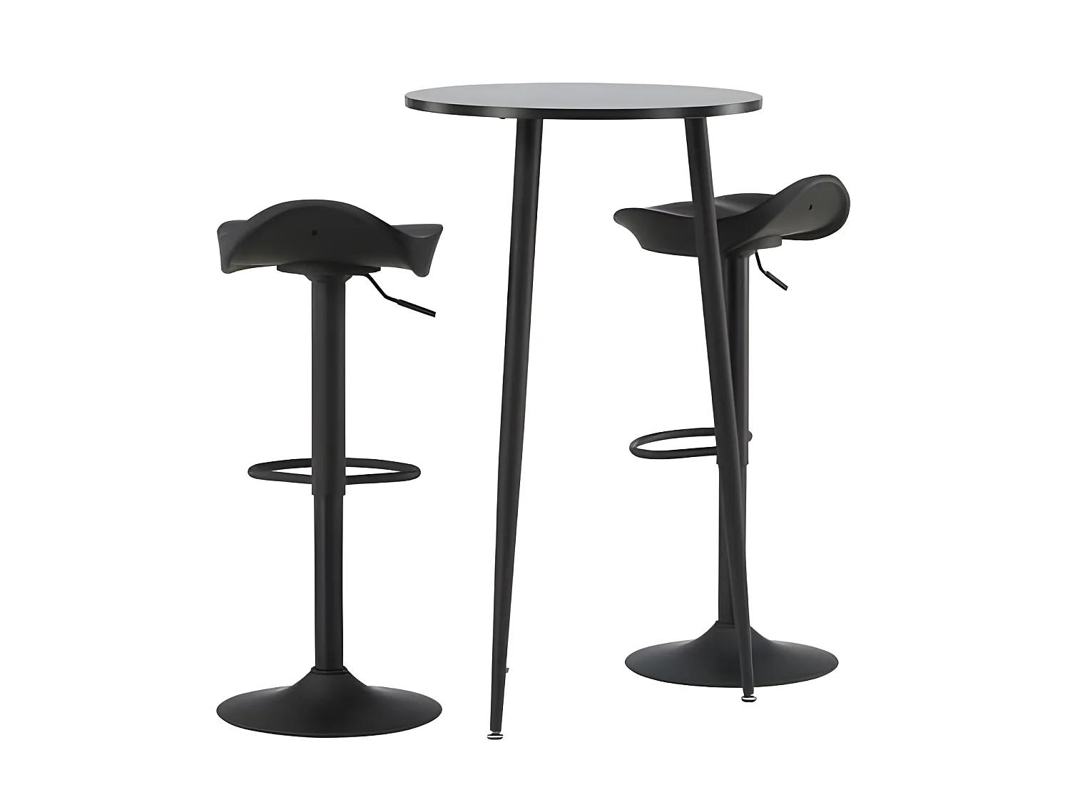 Plaza ensemble de meubles de bar table de bar noir et 2 Adesto tabourets de bar noir.