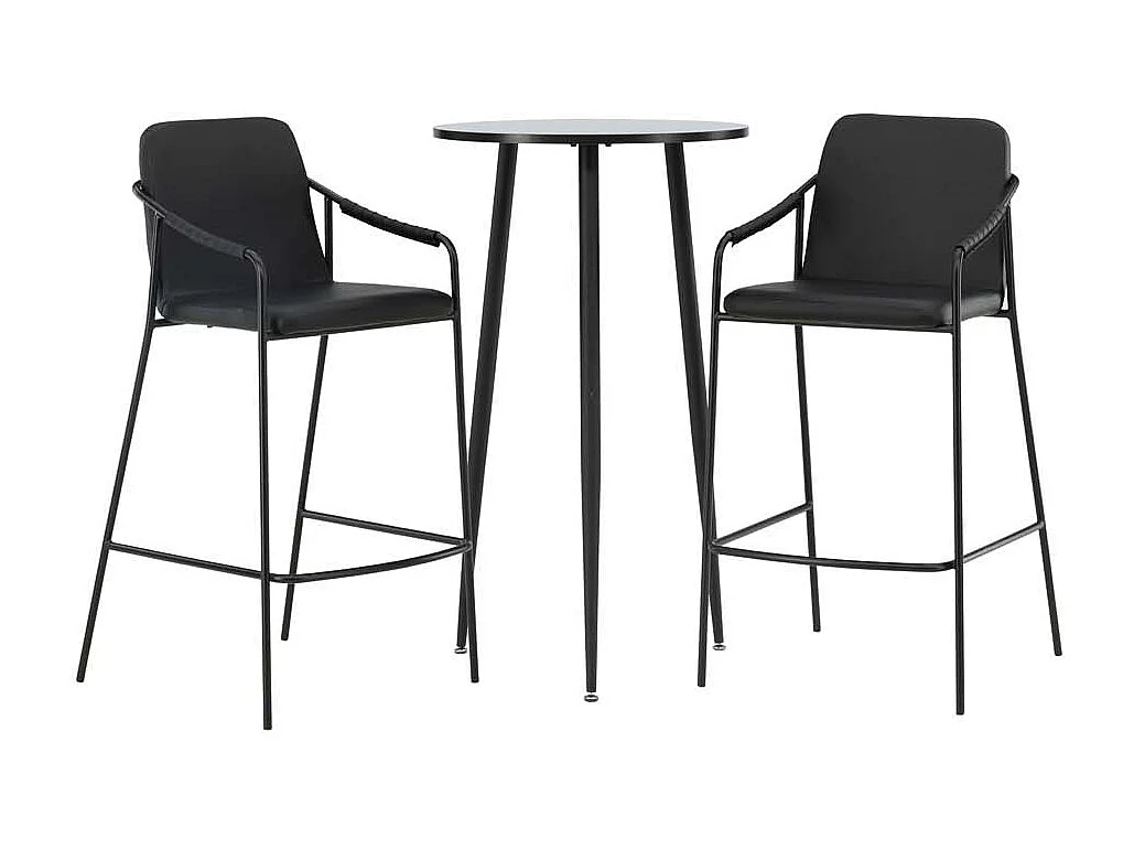 Plaza Barmöbelsett Bartisch schwarz und 2 Tvist Barhocker schwarz.