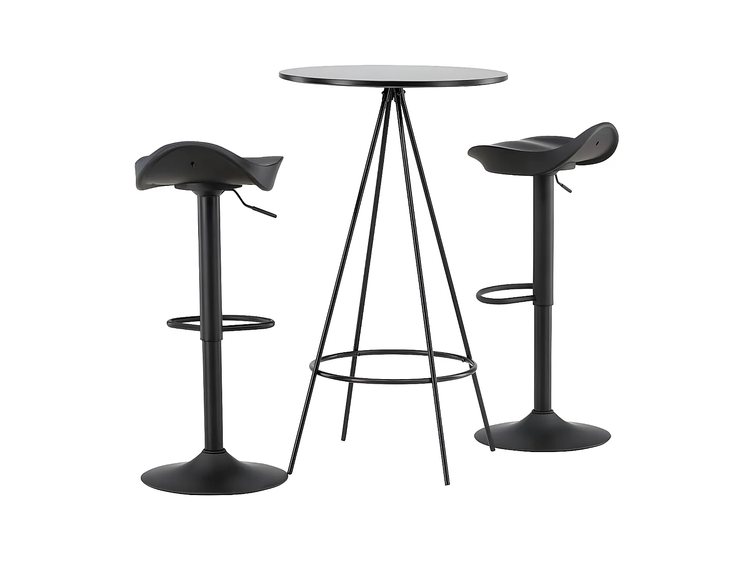 Bistro barmeubelset bartafel zwart en 2 Adesto barstoelen zwart.