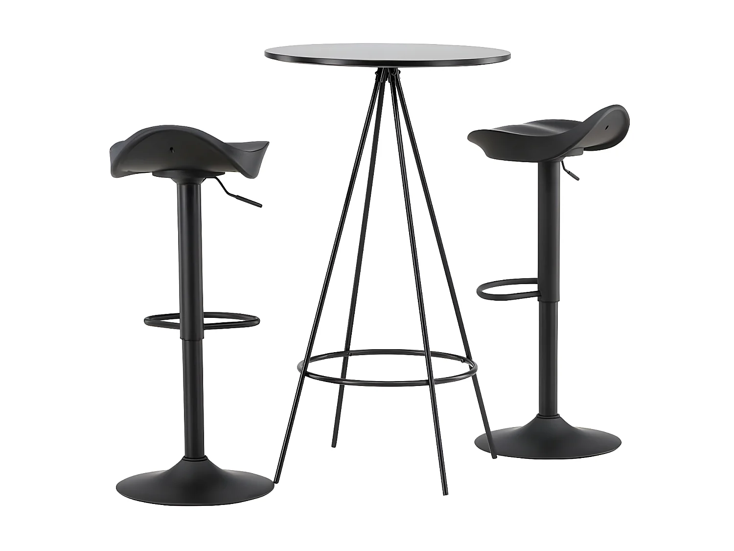 Bistro barmeubelset bartafel zwart en 2 Adesto barstoelen zwart.