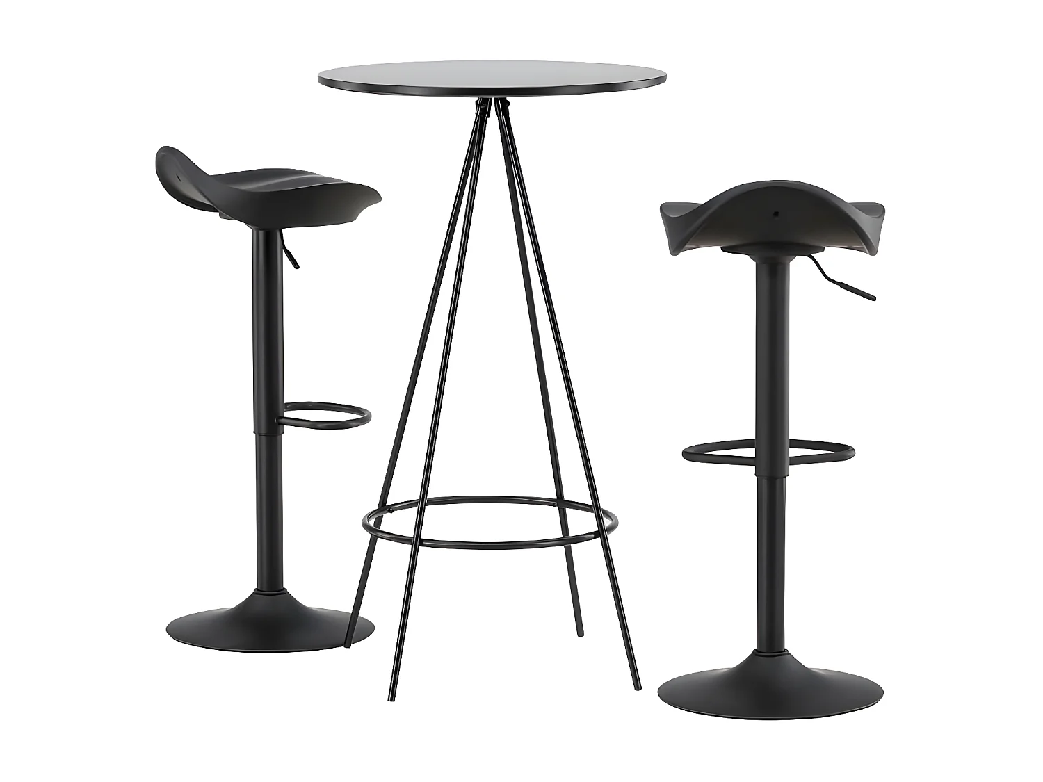 Bistro barmeubelset bartafel zwart en 2 Adesto barstoelen zwart.