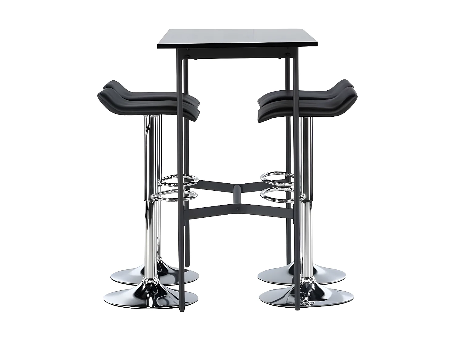 Rax barmeubelset bartafel zwart en 4 Jonna barstoelen zwart.